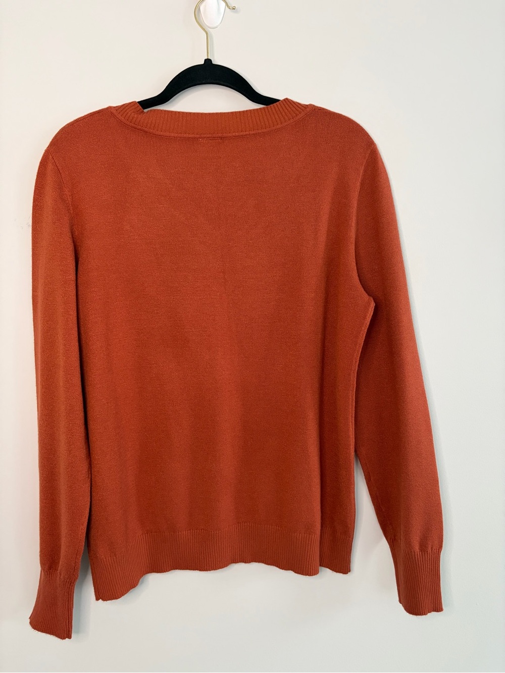 V-Neck Button Cuff Sweater - Rust - Picture 2 of 4